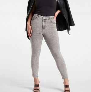 Express High Waisted Curvy Flexx Faded Black Skinny Jeans